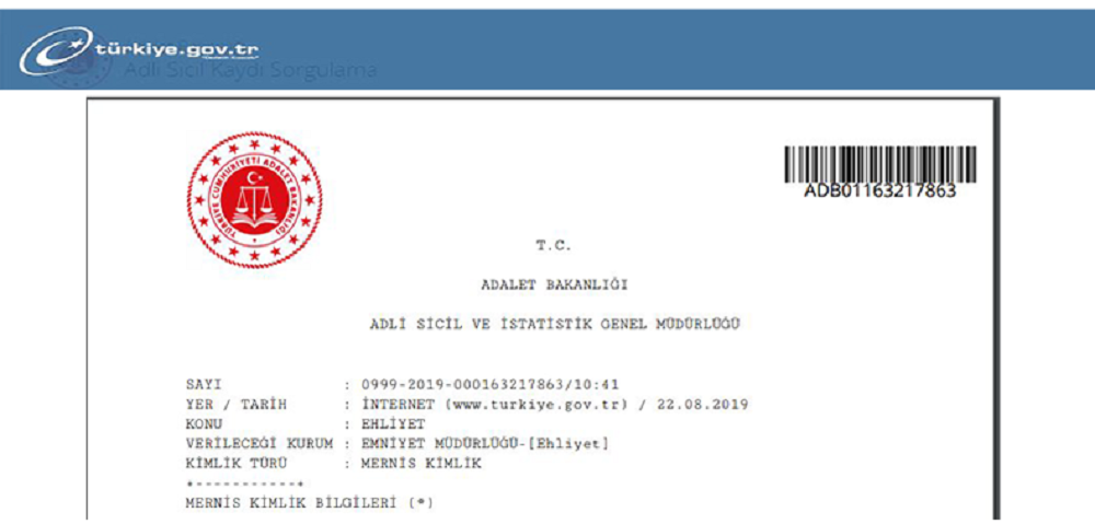 Adli Sicil Kaydı Sorgulama