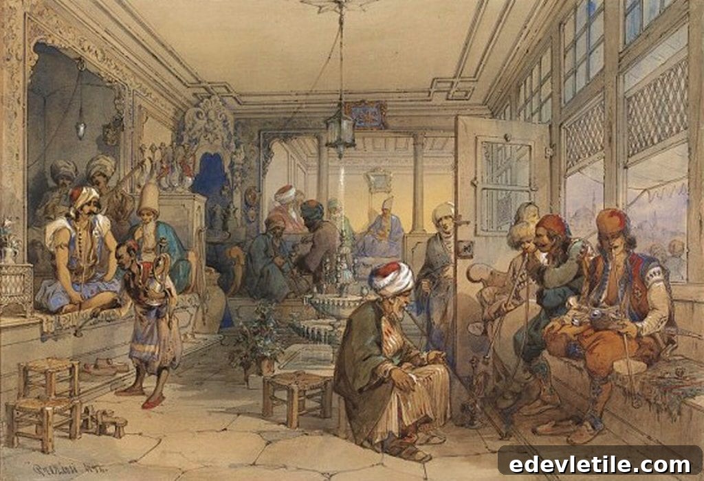 Painting of a Turkish coffeehouse