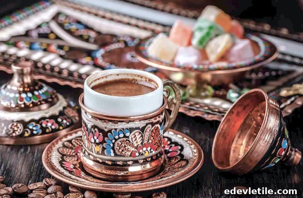 Turkish coffee cup and sweets