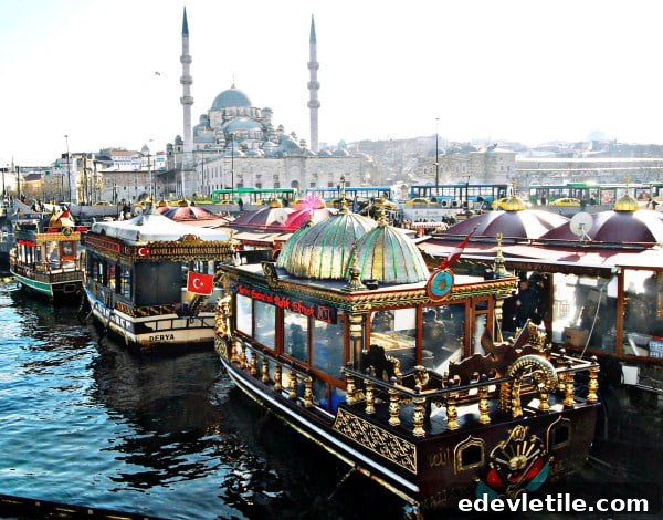 Floating restaurants of Galata Bridge