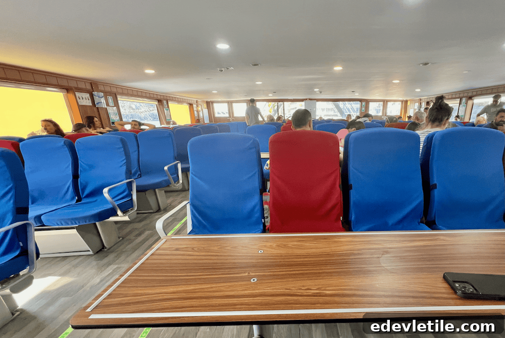 Seating inside the ferry