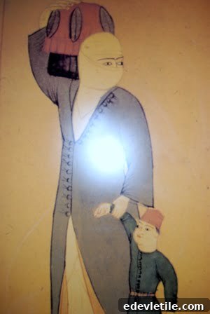 Turkish woman and child going to the hamam