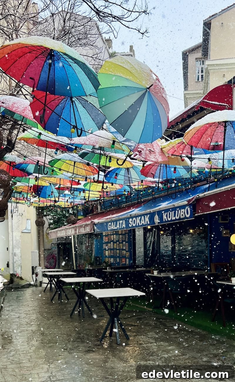 Balat umbrella cafe area