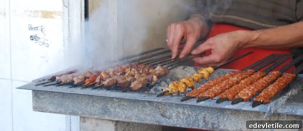 Turkish kebabs on the grill