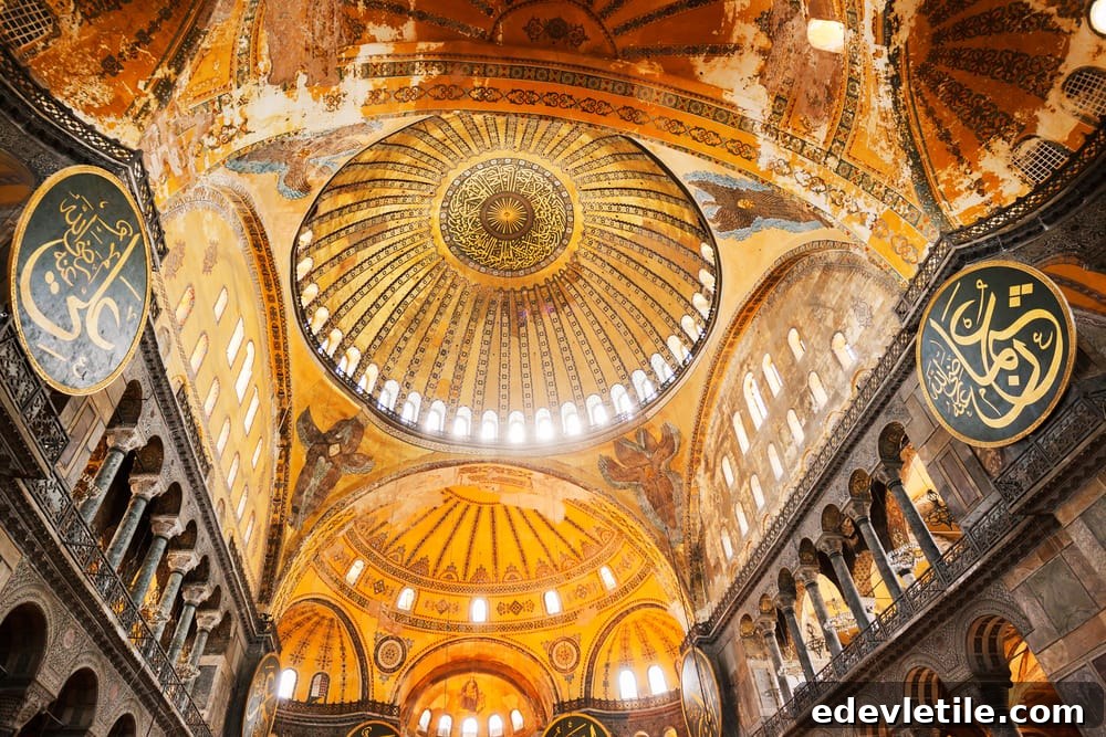 Decorative interior of the Beautiful Hagia Sofia Mosque